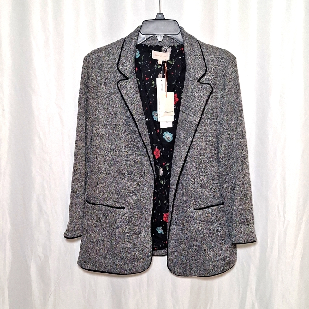 🍁 textured knit blazer / size 1X/ grey